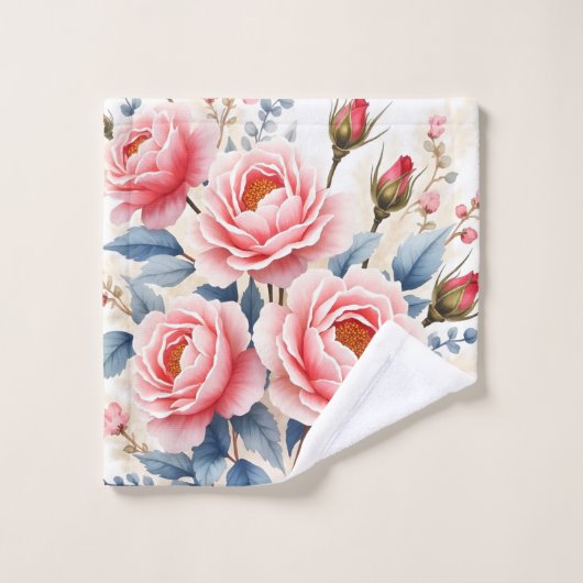 Luxury Pink Roses Beautiful Modern Collection Bad Handdoek (Wasdoekje)