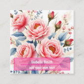 Luxury Pink Roses Beautiful Modern Collection Vierkante Visitekaartje (Voorkant)