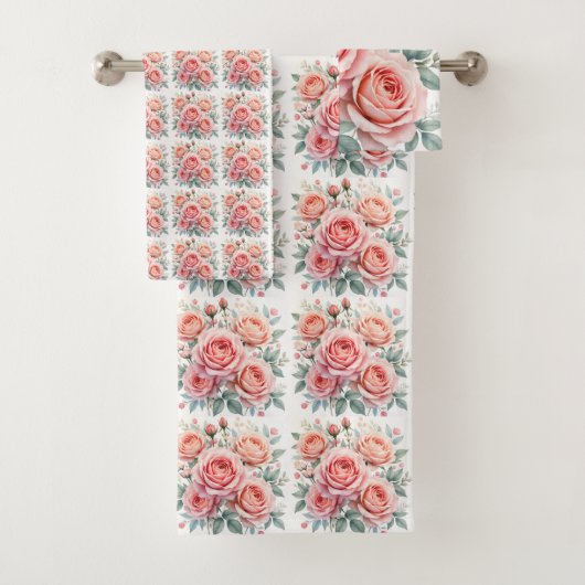 Luxury Pink Roses Beautiful Popular Collection Bad Handdoek (Insitu)