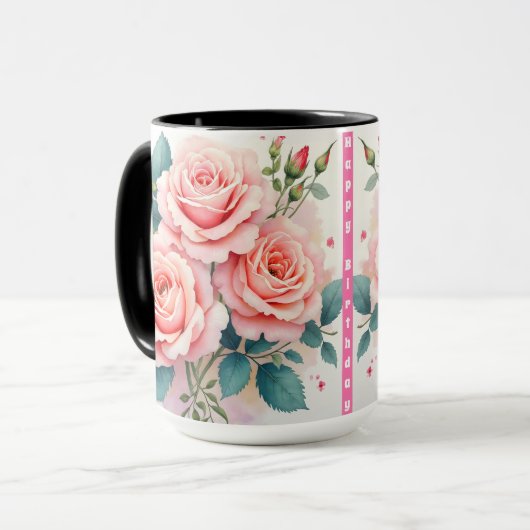 Luxury Pink Roses Beautiful Trendy Collection Mok (Voorkant links)