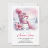 Luxury Pink Snowman Kids Editable Christmas Invite Kaart (Voorkant)