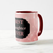 Luxury Pink Sparkly "Best Daughter Ever"-ontwerp Mok (Voorkant rechts)