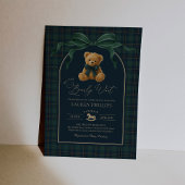 Luxury Plaid Teddy Bear Boy Baby Shower Kaart