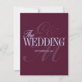 Luxury Plum and Periwinkle QR Code Formal Wedding RSVP Kaartje (Achterkant)