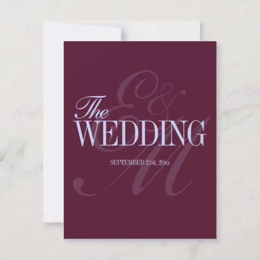 Luxury Plum and Periwinkle QR Code Formal Wedding RSVP Kaartje (Achterkant)