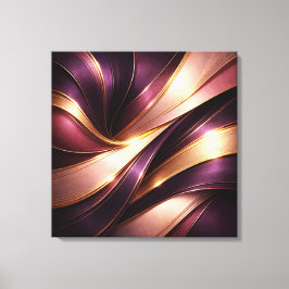 Luxury Plum & Gold Flow Abstract Canvas Art Afdruk