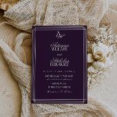 Luxury Plum Monogram Wedding Kaart