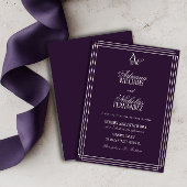 Luxury Plum Monogram Wedding Kaart