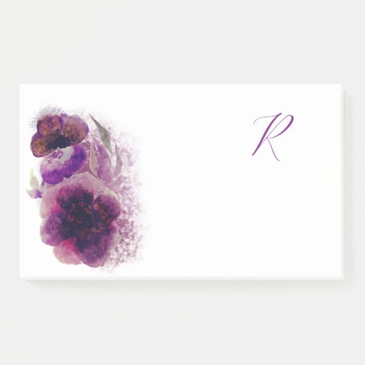 Luxury Plum Penoies Floral Monogrammed Post-it® Notes (Voorkant)