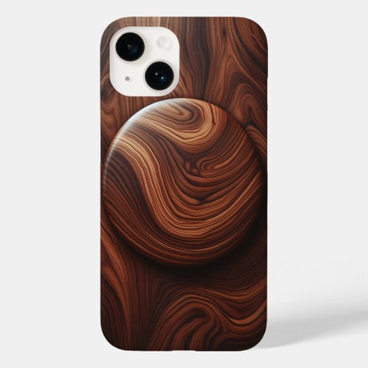 Luxury Polished Walnut Wood Grain Abstract Circula Case-Mate iPhone Case (Achterkant)
