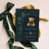 Luxury Polo Plaid Teddy Bear Boy Baby Shower Kaart