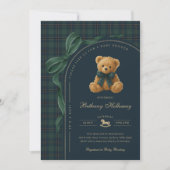 Luxury Polo Plaid Teddy Bear Boy Baby Shower Kaart (Voorkant)