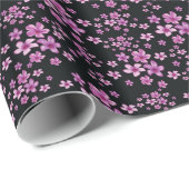 Luxury Popular Black Paars Floral Cadeaupapier (Rol Hoek)