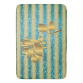 Luxury Popular Floral Blue Gold Glitter Badmat (Voorkant Verticaal)