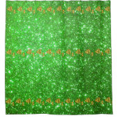 Luxury Popular Floral Green Gold Glitter Douchegordijn (Voorkant)