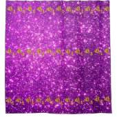 Luxury Popular Floral Paars Gold Glitter Douchegordijn (Voorkant)