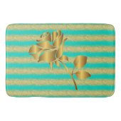Luxury Popular Floral Turquoise Gold Glitter Badmat (Voorkant)