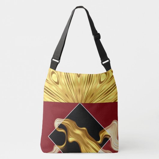 Luxury Portable Art: Gilded Zenith Opulent Swirl D Crossbody Tas (Voorkant)