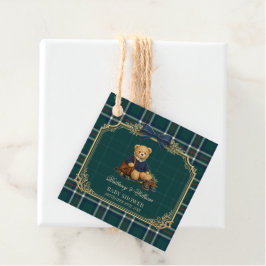 Luxury Preppy Teddy Bear Plaid Baby Shower  Bedankjes Labels