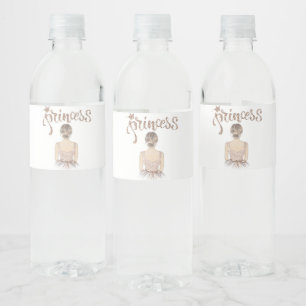 Luxury Princess Birthday glitter Waterfles Etiket