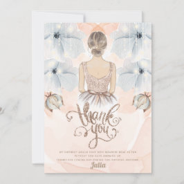 Luxury Princess Birthday Party Beige glitter Bedankkaart