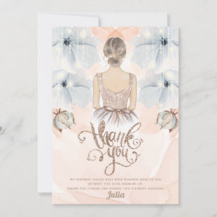 Luxury Princess Birthday Party Beige glitter Bedankkaart