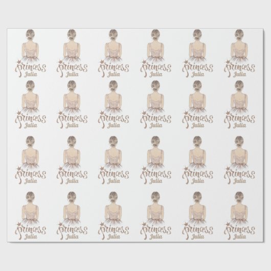 Luxury Princess Birthday Party Beige glitter Cadeaupapier (Vlak)