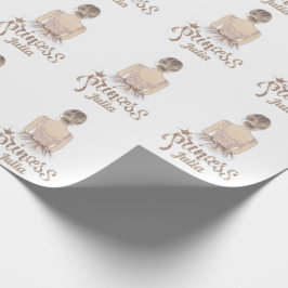 Luxury Princess Birthday Party Beige glitter Cadeaupapier