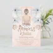 Luxury Princess Birthday Party Beige glitter Kaart (Staand voorkant)