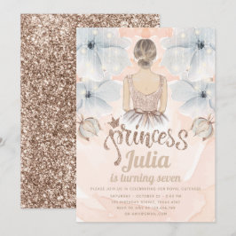 Luxury Princess Birthday Party Beige glitter Kaart