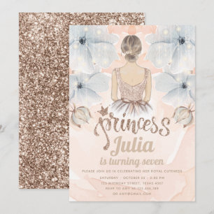 Luxury Princess Birthday Party Beige glitter Kaart