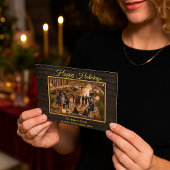 Luxury Printed Faux Black Alligator Texture Photo Feestdagenkaart