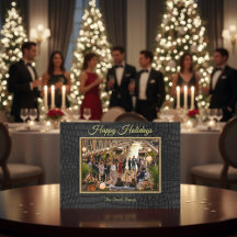 Luxury Printed Faux Black Crocodile Texture Photo