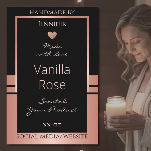 Luxury Product Packaging Label Black and Rose Gold Voedselcontainer Etiket