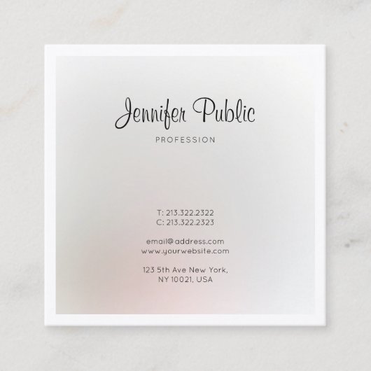 Luxury Professional Elegant Trendy Modern Plain Vierkante Visitekaartje (Voorkant)