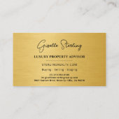 Luxury Property Advisor Black Gold Metallic Visitekaartje (Achterkant)