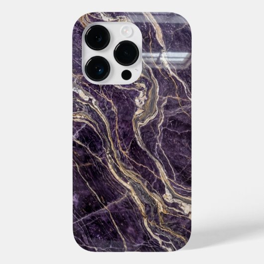 Luxury Purple and Gold Marble iPhone Case (Achterkant)