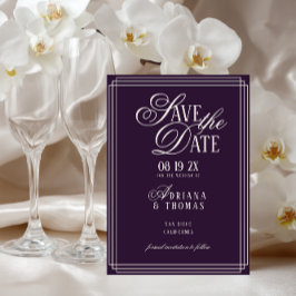 Luxury Purple Calligraphy Wedding Save The Date