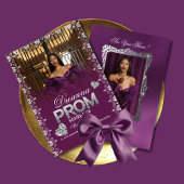 Luxury Purple Elegant Prom Send-Off Invitation Kaart