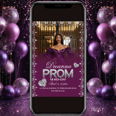 Luxury Purple Elegant Prom Send-Off Invitation Kaart