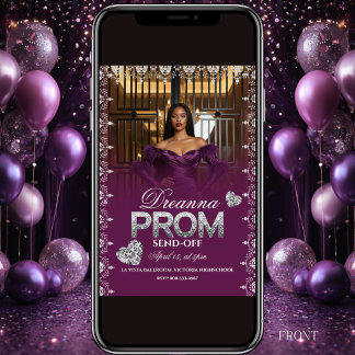 Luxury Purple Elegant Prom Send-Off Invitation Kaart