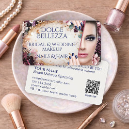 Luxury Purple Ivory Floral Bridal Makeup Artist Visitekaartje