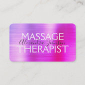 Luxury Purple Pink Brushed Metal Massage Therapy Visitekaartje (Voorkant)