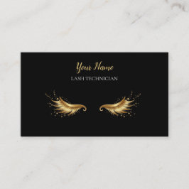 Luxury QR code Black and Gold Lash Technician Busi Visitekaartje