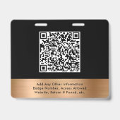 Luxury QR Code Black Gold Event Access Pass ID Badge (Achterkant)