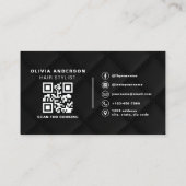 Luxury QR Code Hair Stylist Black Quilted Fabric Visitekaartje (Achterkant)