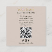 Luxury QR code Lash Technician Vierkante Visitekaartje (Achterkant)