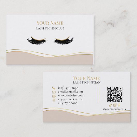 Luxury QR code Lash Technician Visitekaartje (Voorkant / Achterkant)