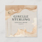 Luxury QR Code Linen Watercolor Gold Foil  Vierkante Visitekaartje (Voorkant)