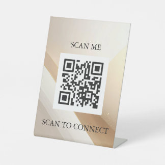 Luxury QR Code Sign | Scan Me Table Sign | Minimal Reclamebord Met Voetstuk